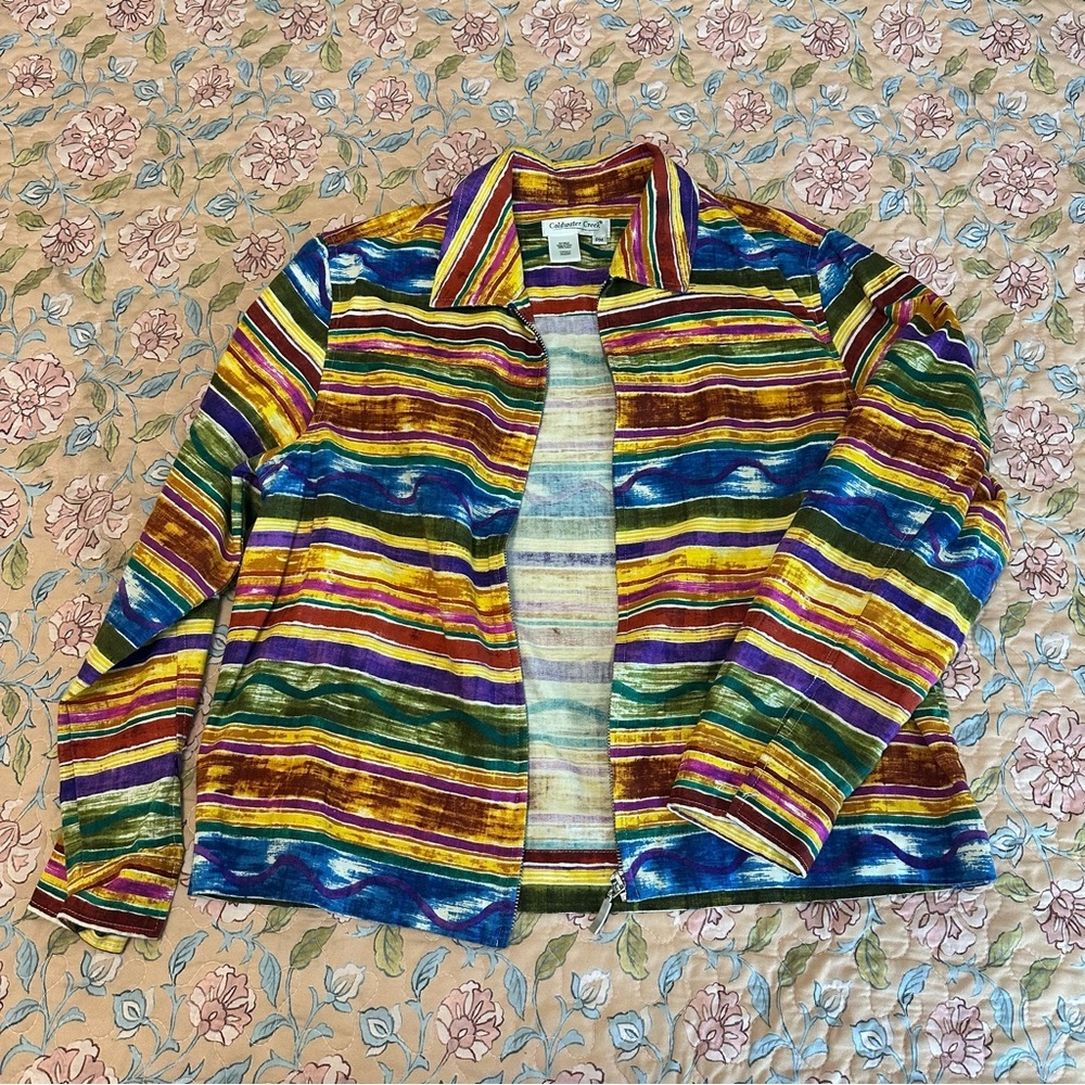 Vintage Coldwater Creek Colorful Striped Zip-Up Women’s Jacket